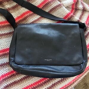 Michael Kors Black Leather Messenger Bag